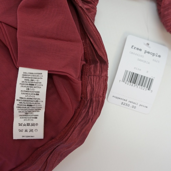 Free People Ruched Bodycon Dress 8 Wine - Picture 5 of 8